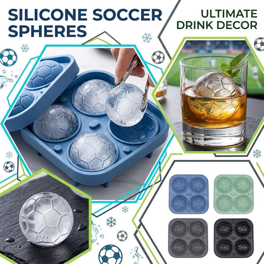 Silicone Soccer Ball Ice Cube Tray – 5.5 cm Cubes, Slow-Melting, Leak-Proof Design, 4 Colors, Perfect for Game Nights & Cocktails 🥂
