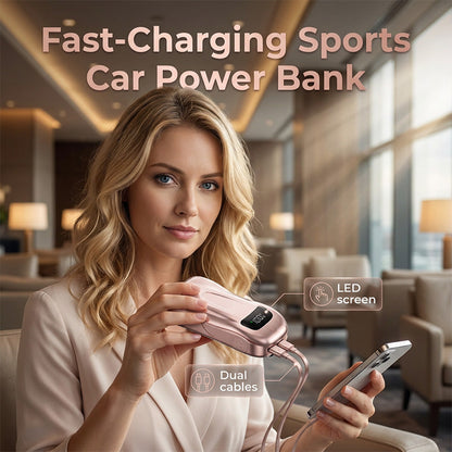 🏎️🔋 Dual Cable Power Bank – Sports Car Design, Fast & Furious Charging, Cool & Compact,10000mAh 😎🚀