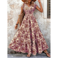 🏖️Summer Cool Deal: 50% OFF!!💃Women’s V-Neck Smocked Floral Maxi Dress – Lightweight Cotton Blend, Summer Essential