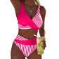 Two-Piece Color Block & Stripe Bikini Swimsuit