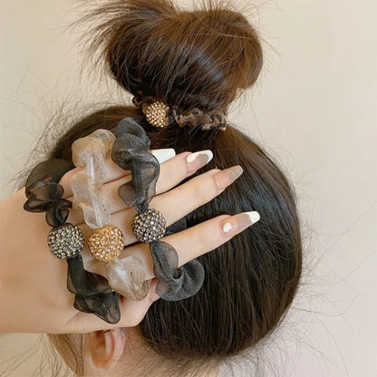 Elegant Rhinestone Mesh Hair Ties (3pcs)