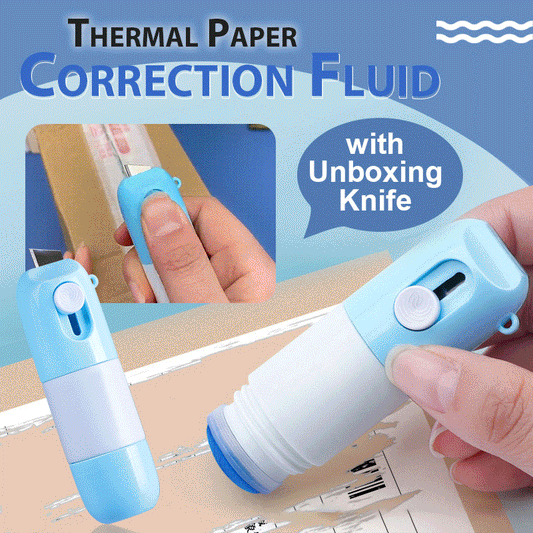 🎁Treat Yourself, Gift Others 🔪 ✨ Thermal Paper Correction Fluid with Unboxing Knife – 2-in-1 ✨