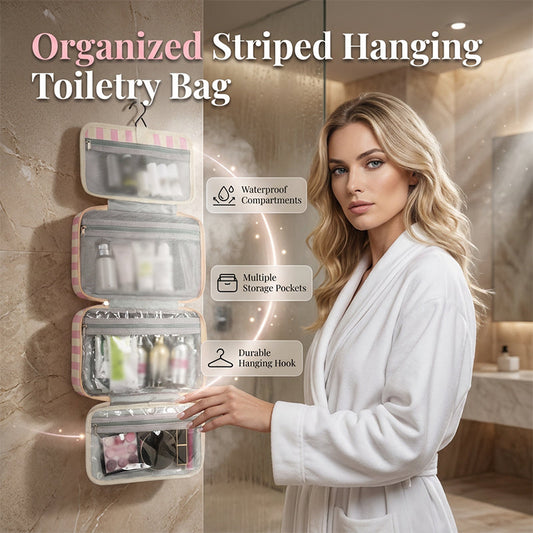 🌸Striped Hanging Travel Toiletry Bag