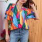 🌸SUMMER SALE 50% OFF😍Floral V-neck Puff Sleeve Blouse For Women
