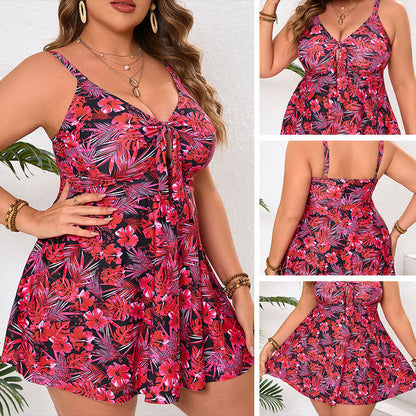 👙New Arrival 50% OFF! ☀️Women’s Spaghetti Straps Mini Swimdress & Triangle Bottom  Plus Size Set