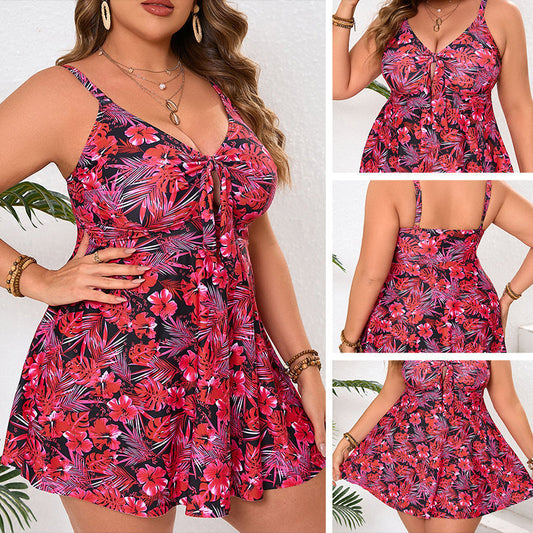 👙New Arrival 50% OFF! ☀️Women’s Spaghetti Straps Mini Swimdress & Triangle Bottom  Plus Size Set