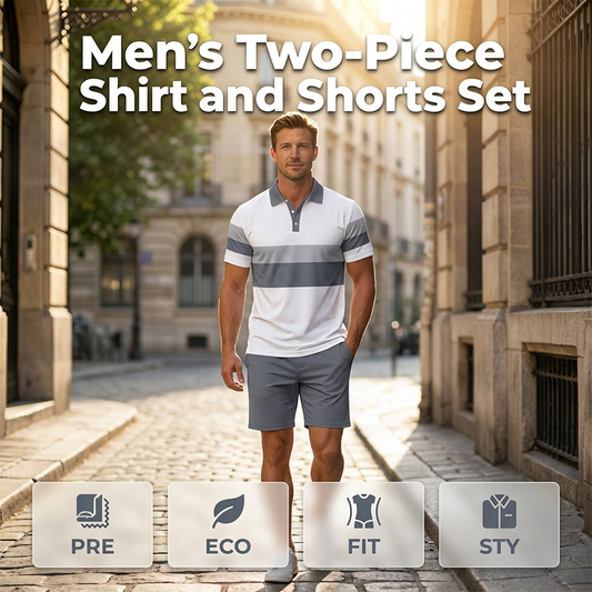 📢📢49% OFF !! ⏰Men's Two-Piece Shirt and Shorts Set – Digital Print, Athletic Fit, Wrinkle Resistant ✨