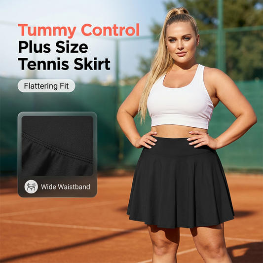 Women's High Waisted Plus Size Tennis Skirt with Pockets