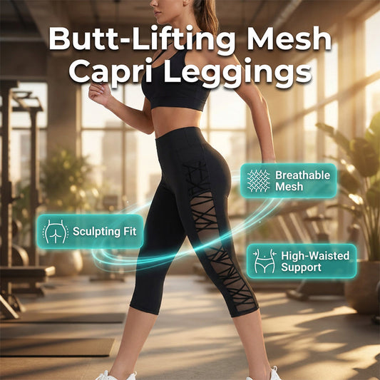 🧘 New Arrival 50% OFF ✨ Women's Butt-Lifting Mesh Splicing Yoga Leggings – High Waist, Side Pockets, 4-Way Stretch 🔥