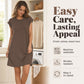 ☀️ Lightweight Solid Color Crew Neck Dress —Soft & Comfortable for All-Day Wear