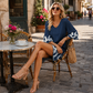 Women V Neck 3/4 Sleeve Floral Print Mini Dress Casual A-Line Tunic Dress