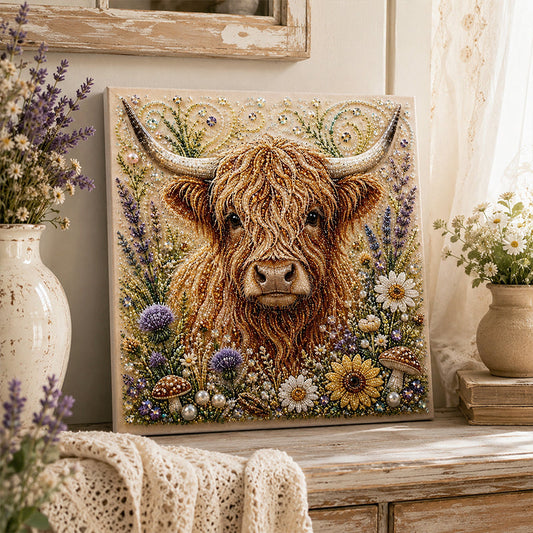 🦉💛 Highland Cow Pearl Art DIY Kit – Relaxing DIY Craft to Create Stunning Coastal Artwork