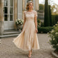 Women's Elegant Sequin Floral Print Chiffon Dress