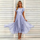 Women's Elegant Sequin Floral Print Chiffon Dress