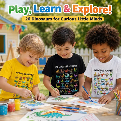 🦖 Hot Sale 50% OFF ✨ Kids Dinosaur Alphabet Graphic T-Shirt – Fun & Comfortable Everyday Wear