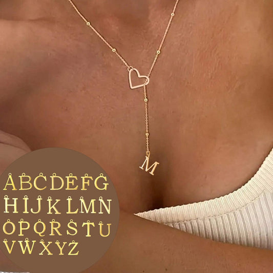 💖 50% OFF ✨ Stainless Steel Y-Shape Heart Initial Necklace – Elegant Personalised Jewellery Gift