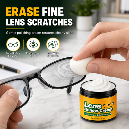Lens Scratch Repair Cream and Polish with Sponge for Eyeglasses Goggles Face Shields and Helmet Visors