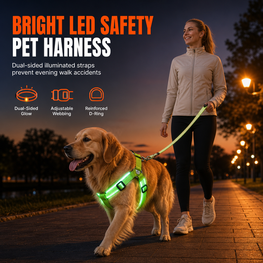 🌙 Limited-Time 50% OFF! 🐕 Adjustable LED Dog Harness – Luminous Flashing Pet Chest Strap – Be Seen & Stay Safe at Night ✨